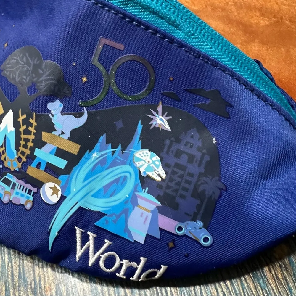Disney World 50th Anniversary Blue Graphci Waist Bag Fanny pack adjustable - Image 3