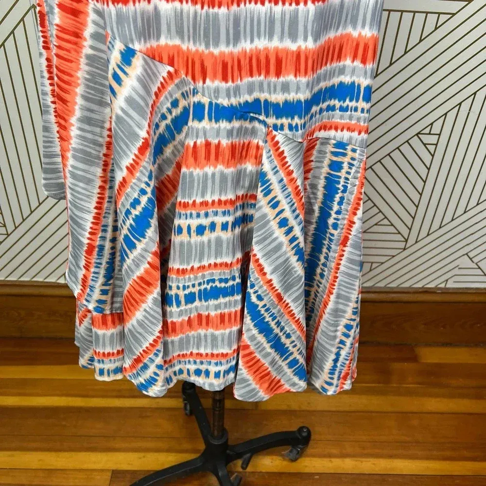 Tolani Miri Tiered Wrap‎ Maxi Skirt in Red Orange Blue Size US Small - Image 6