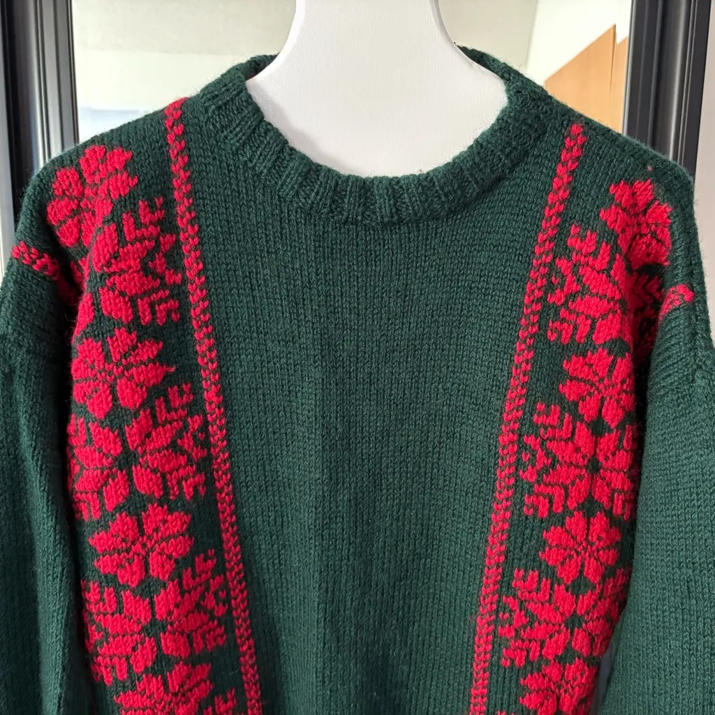 BYFORD London New York Wool Red & Green Sweater Size L - Image 2