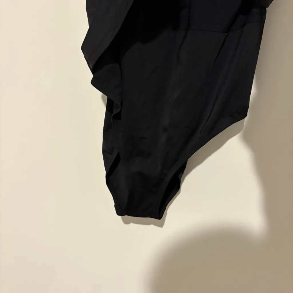 Tropical Escape 1pc Swimsuit dress Runched Front jewel beaded strap black 24w - Image 4