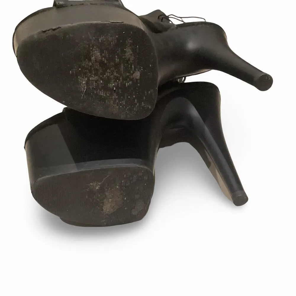 Thigh High Laceup Back Peep Toe Platform Boots Black Size 7.5 - Image 10