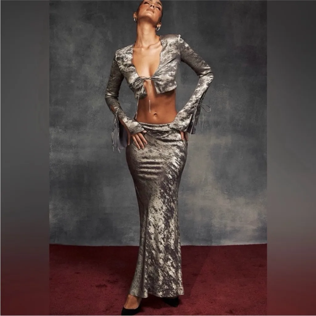 House of CB 'Clara' Pewter‎ Biased Cut Midi Skirt NWOT size XL - Image 4