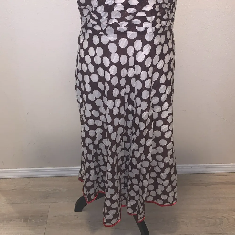 Amanda Lane brown with white polka dots fit n flare sleeveless dress Size 14 - Image 3