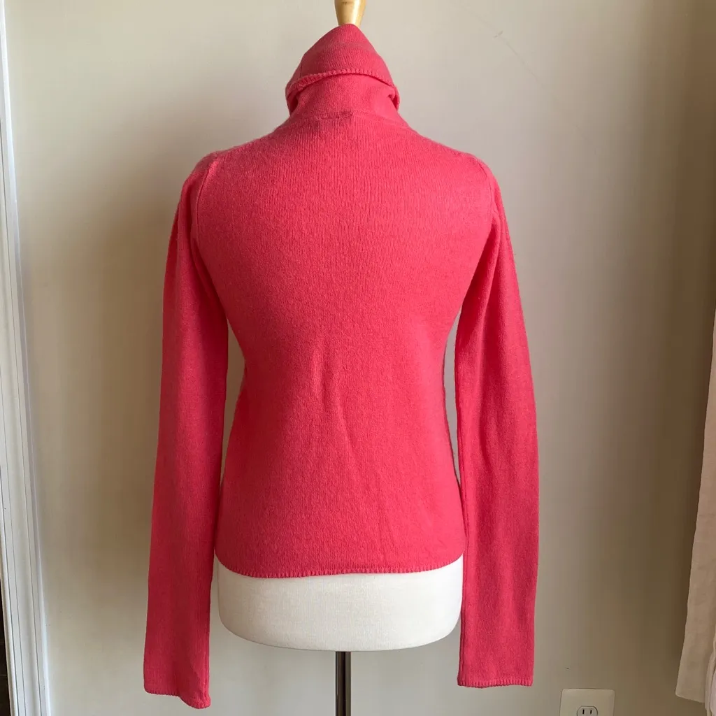 VTG FAI 100% Cashmere Turtleneck Sweater Lightweight Deadstock Bergdorf Goodman Pink Size M - Image 3