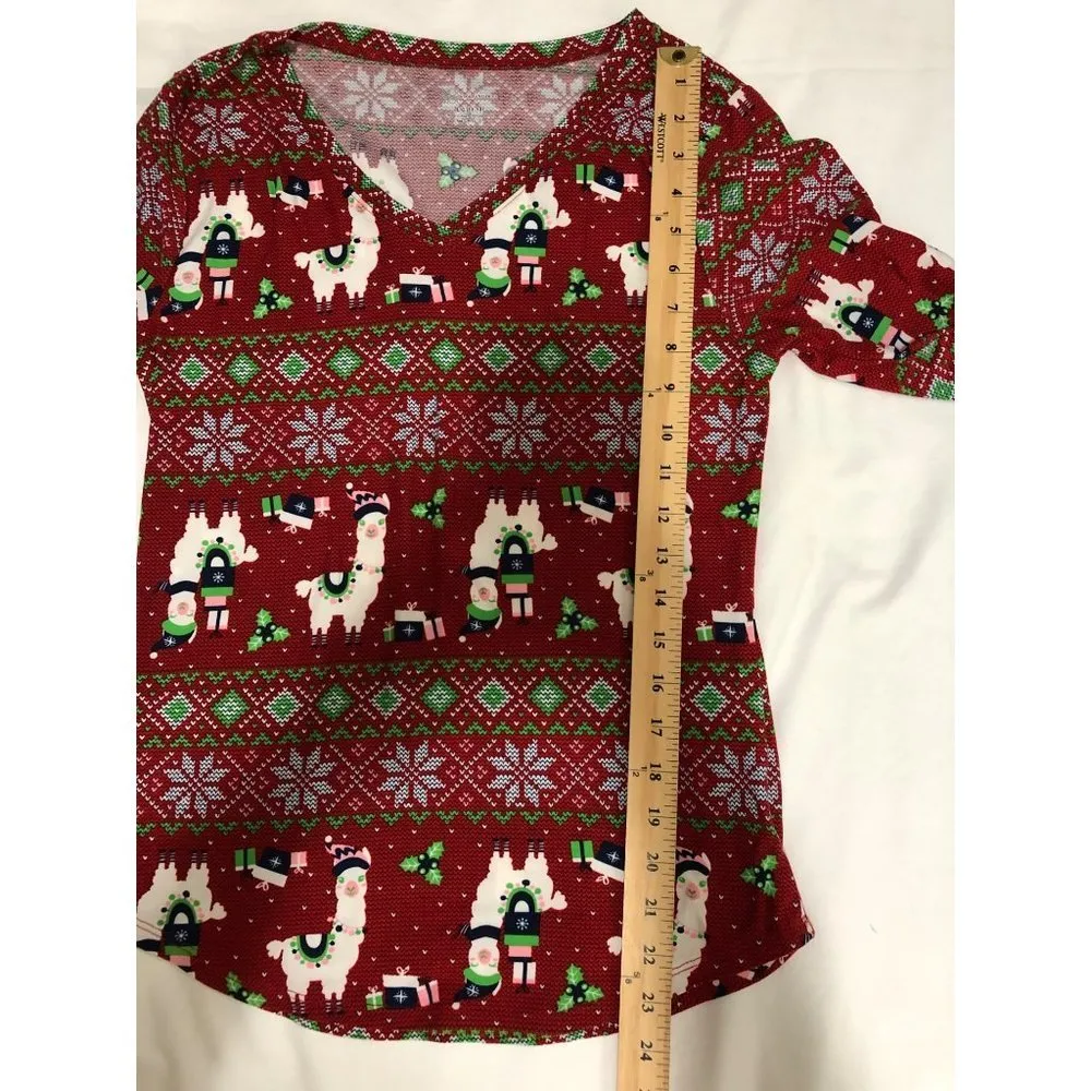 Christmas Llamas Knit Top Juniors Size L Long Sleeve Soft Stretchy Holiday - Image 6
