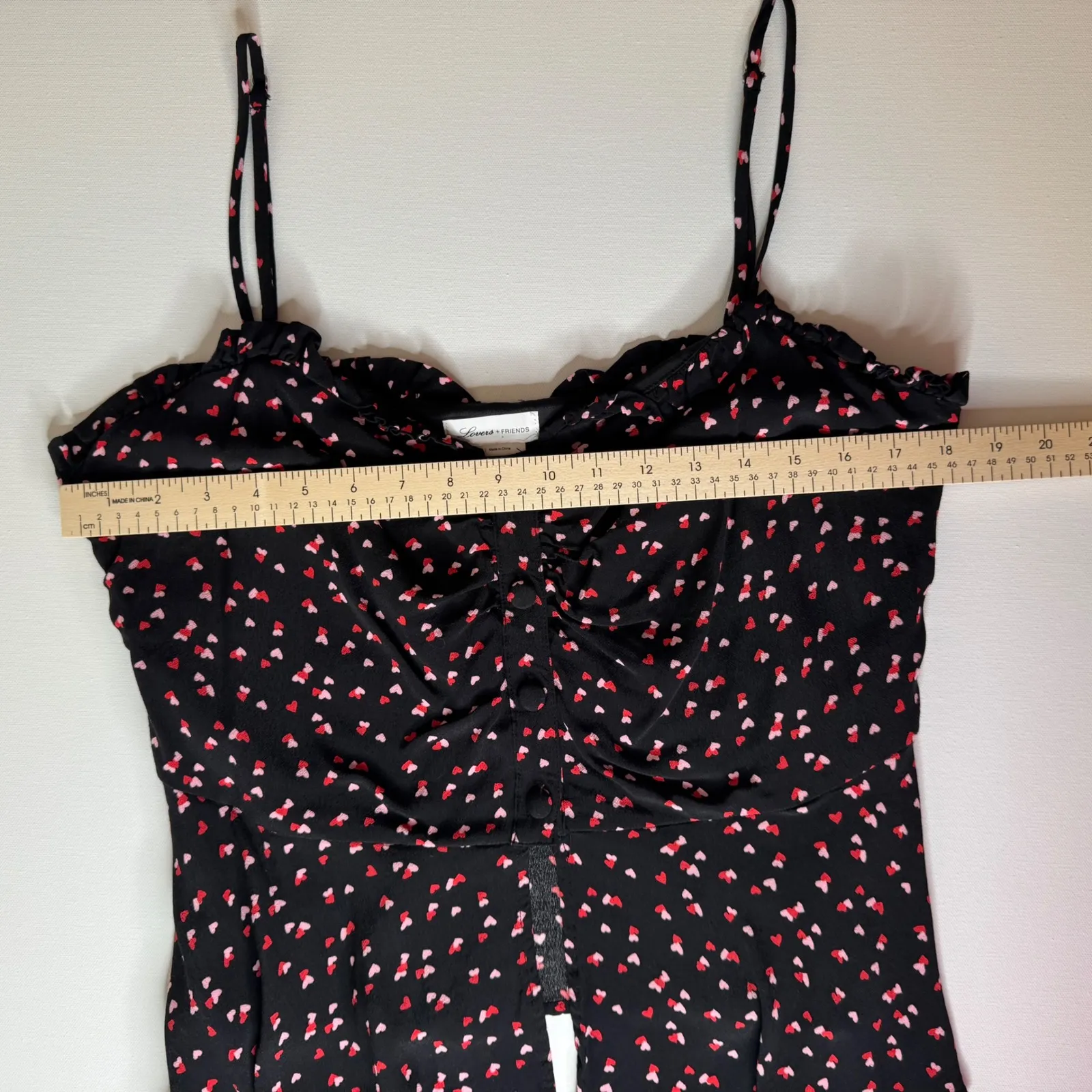 Lovers +‎ Friends Heart Print Cami Top Women's Large Ruffle Trim Sweetheart Neck - Image 7