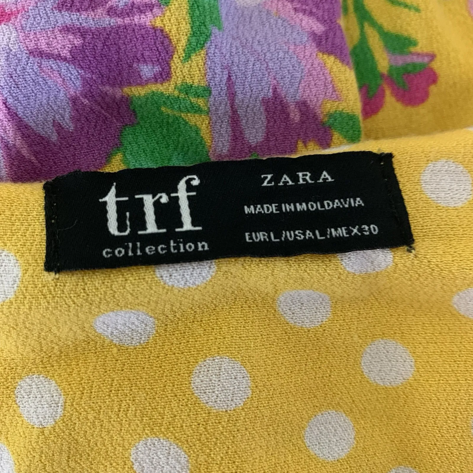 Zara TRF Yellow Floral Faux Wrap Blouse Flutter Sleeve Boho Summer Top Large - Image 4