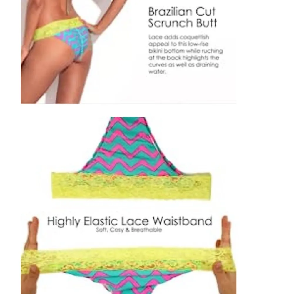 Brand New Relleciga Lace Bikini Yellow Red - Image 8