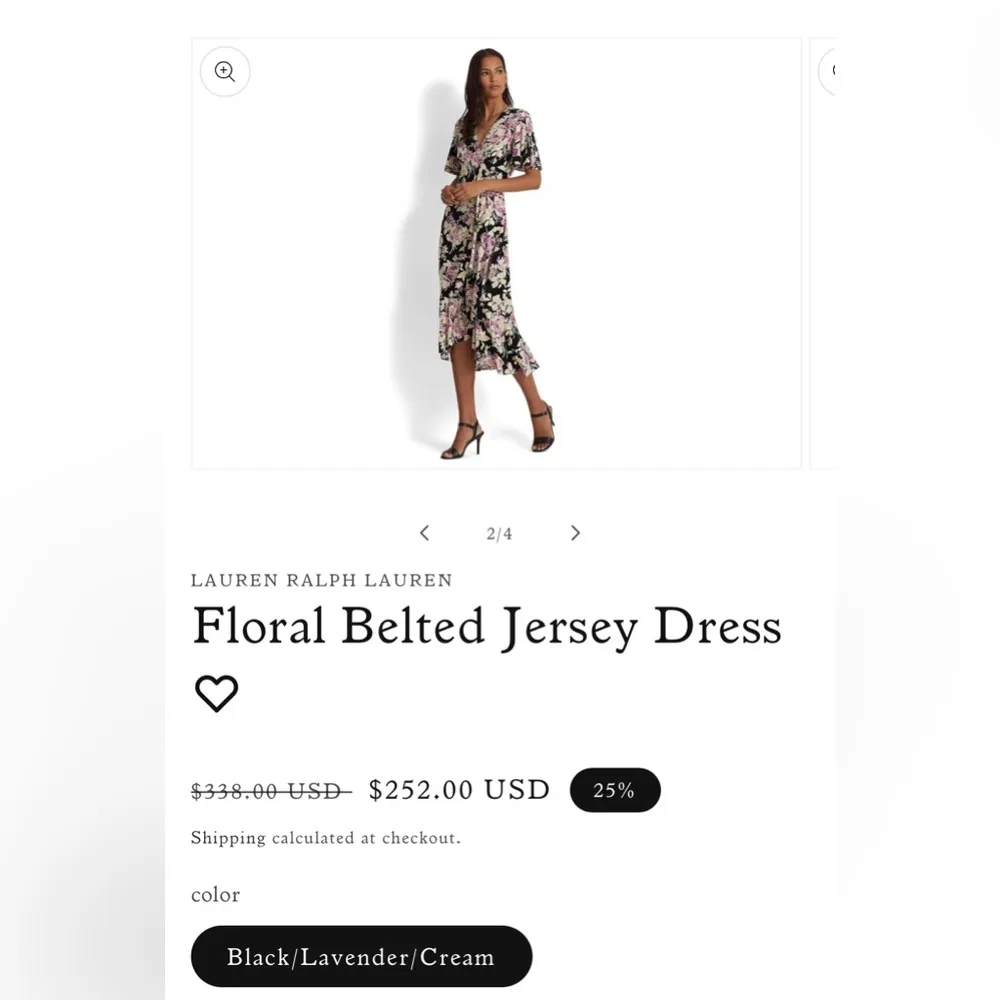 NEW Lauren Ralph Lauren Floral Belted Jersey Dress Size 16 EXCELLENT Retail $338 Black - Image 15