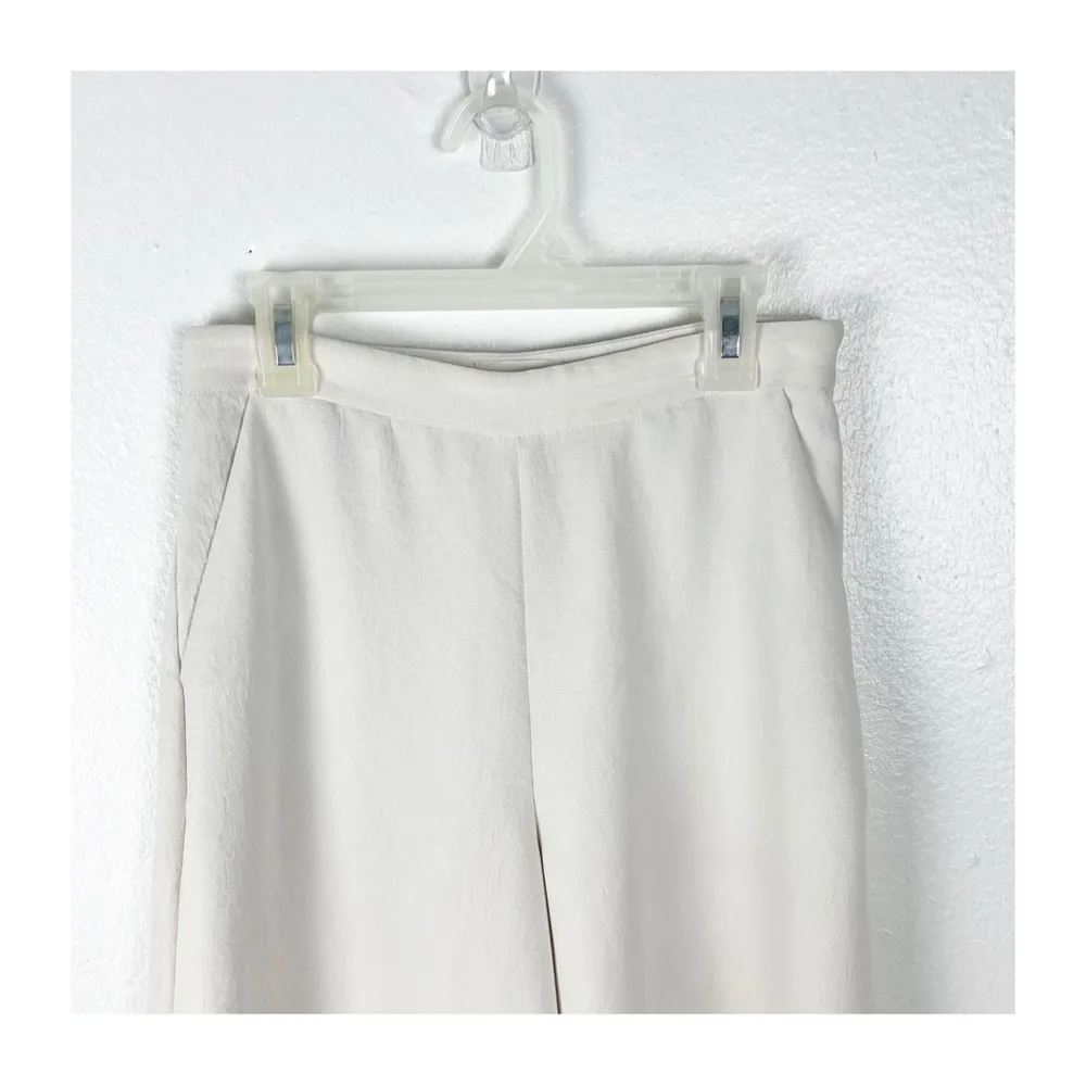 ARITZIA WILFRED Cream Wide Leg High Rise Cropped Crepe Pants, Size 0 - Image 5