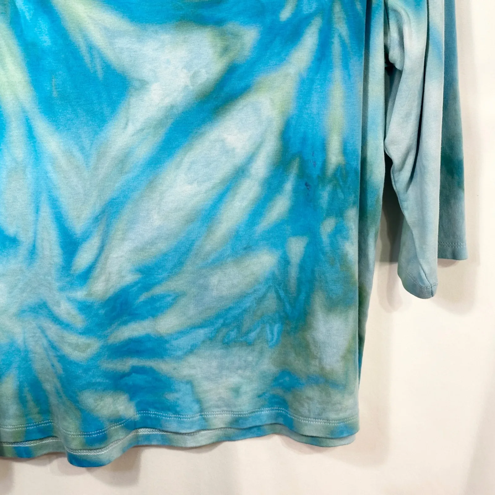 Chicos XL Top Handmade Tie Dye‎ Blue Green Cotton Boho Festival Artsy 469 - Image 11