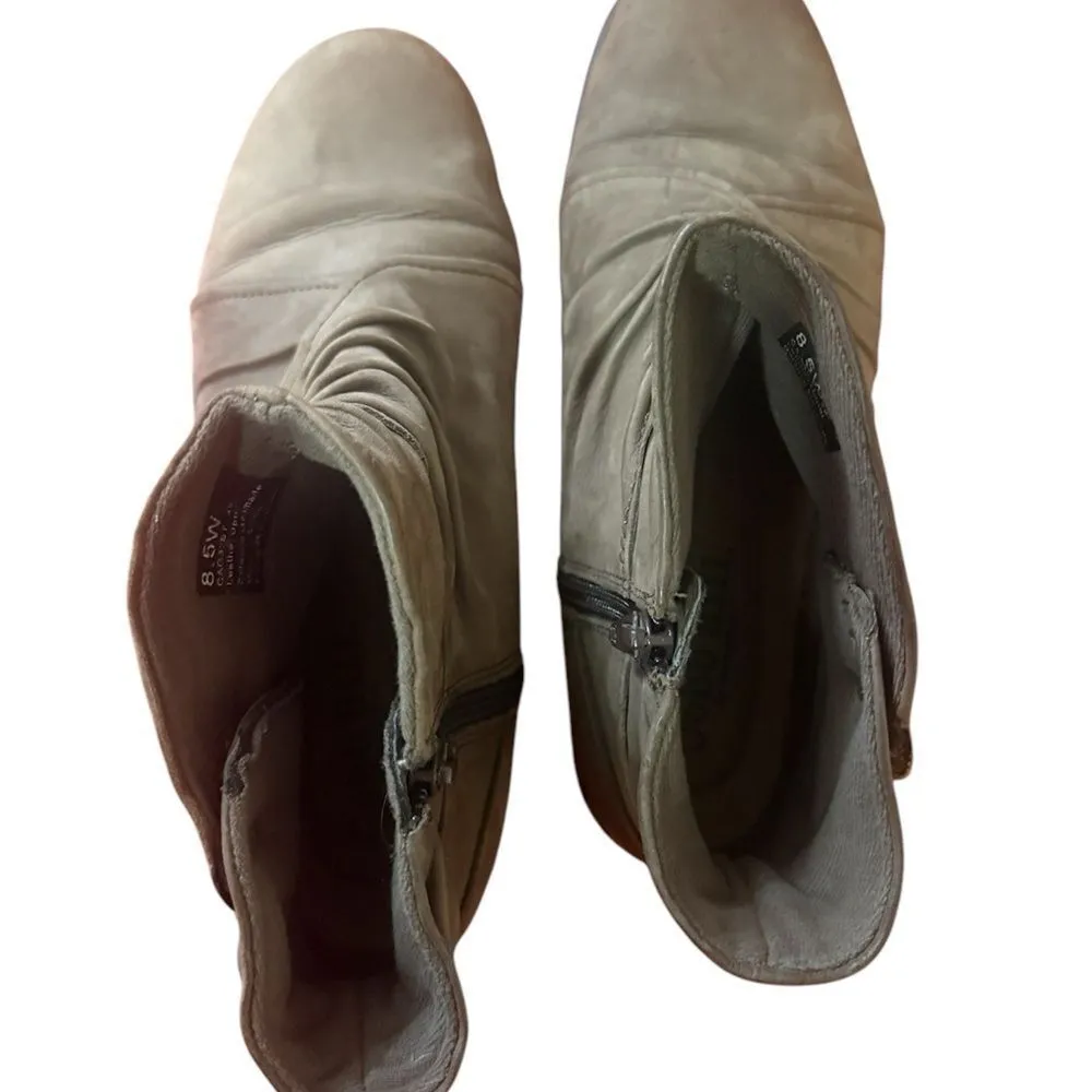 Gray Ankle Boots with Side Zipper and Buckle Details Brown Size 8.5 - Image 5