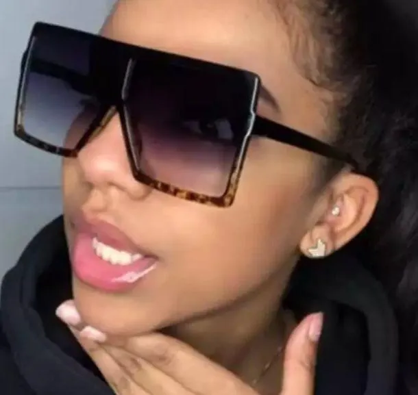 Oversized Shades Women Sunglasses Black Fashion Square Glasses Big Frame Vintage - Image 2