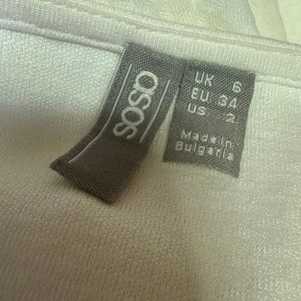 Asos Women's White Short Sleeve Faux Button Down Midi Shirt A-line Dress Size 2 - Image 4