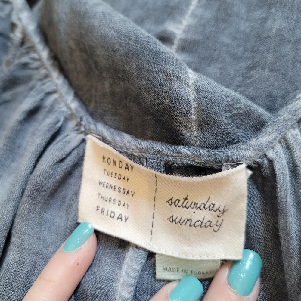 Anthropologie Saturday Sunday Sheer Blue Fara Peasant Top - Image 6