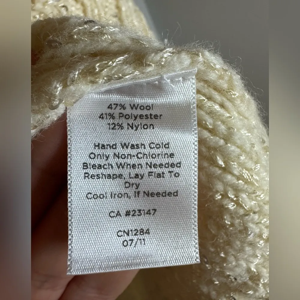 NWT‎ Talbots Wool Blend Sequin Sweater Cozy Women's X Ivory/Cream - Image 4