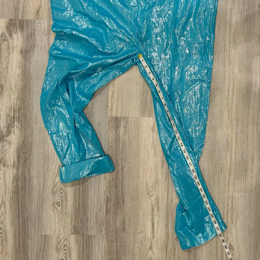NWT Suzie Kondi Lurex Jumpsuit Blue Shimmer Oversized Long Sleeve Size XS/S Size M - Image 5
