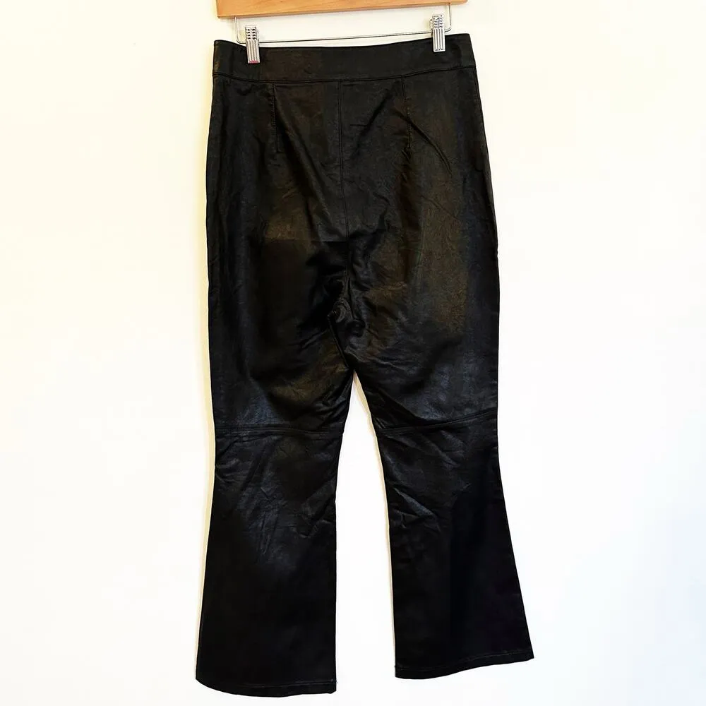 Free People Vegan Leather Pants sz 10 Black Leather Boot Cut Pants - Image 2