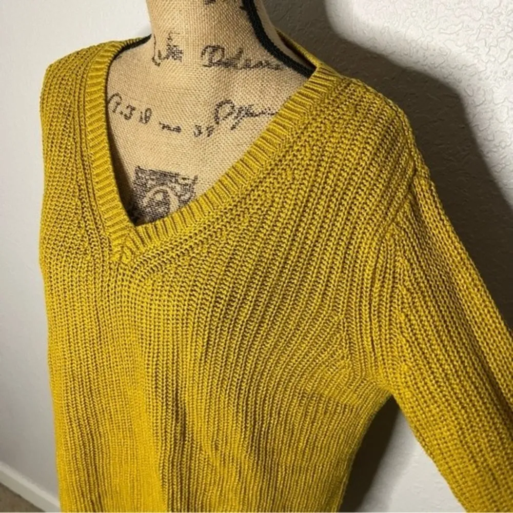 Ruby Moon Anthropologie Womens Mustard Knit Long Sleeve V-Neck Sweater sz M - Image 19