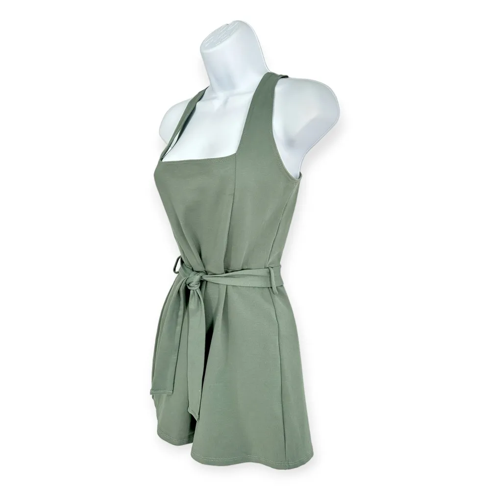Rolla Coster | Medium | Teal Sleeveless Stretchy Belted Waist Jumpsuit Romper - Image 3