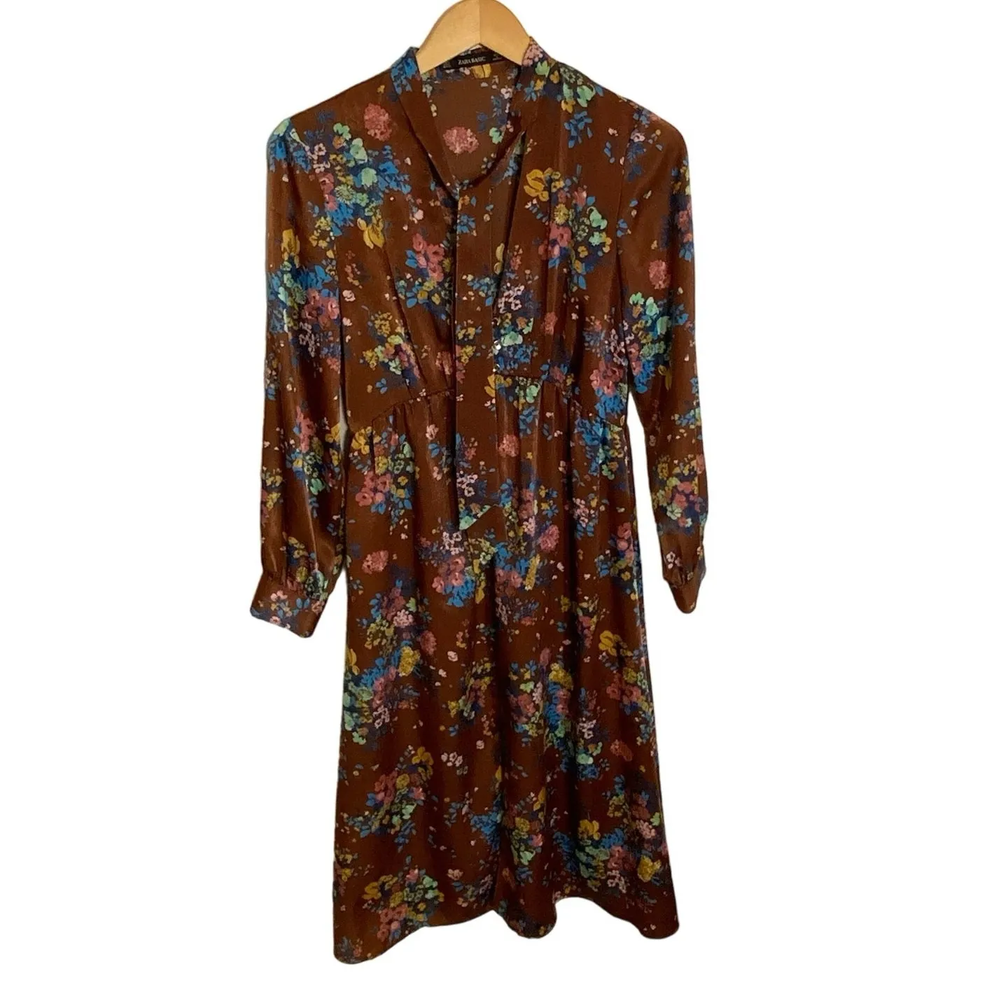 ZARA NEW WOMAN MIDI‎ FLORAL PRINT DRESS WITH BOW V-NECK - Image 2