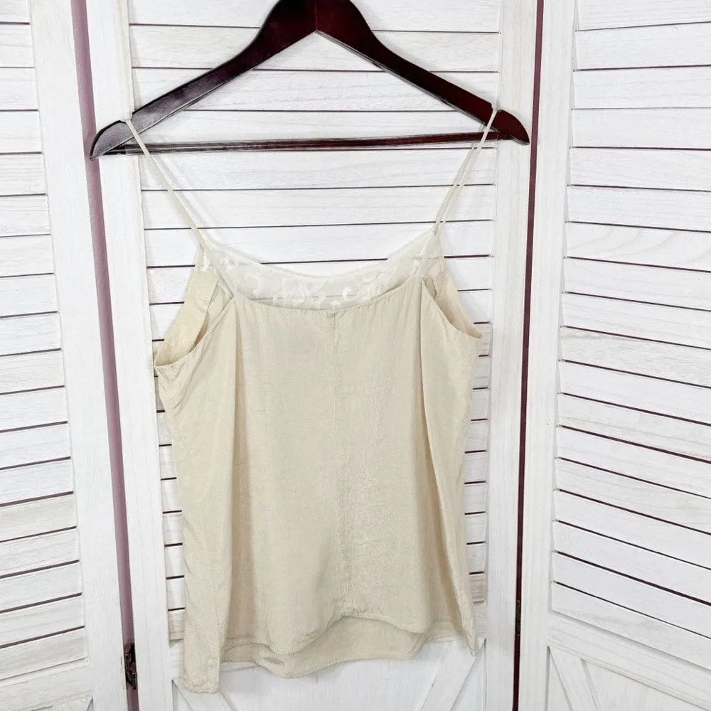 Jon Wesley Y2K‎ Lace Trim Camisole Top Ivory White Small Rosette Pearls - Image 8