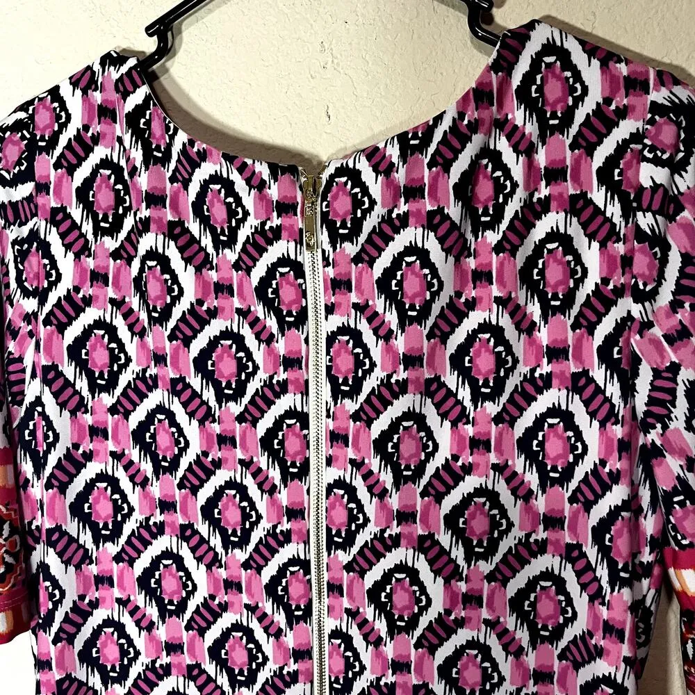 Eliza J Sheath dress knee length short sleeve Shift Sheath sz 8 geometric print - Image 10