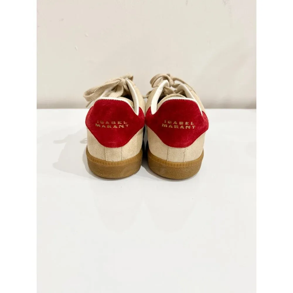 Isabel Marant Bryce Suede Perforated Low Top Sneakers Beige Womens 41 / US 10.5 - Image 6