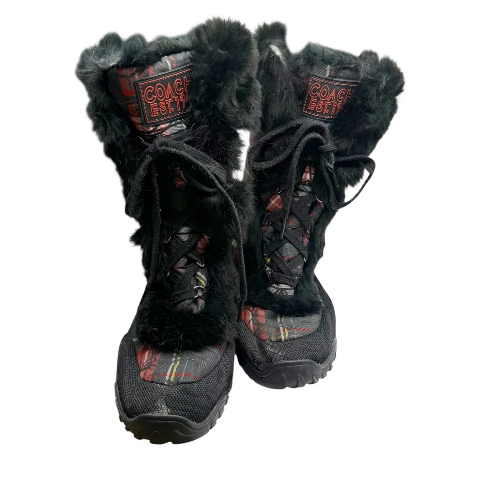 Coach Jennie Plaid Y2K Vintage Snow Boots size 10 - Image 5