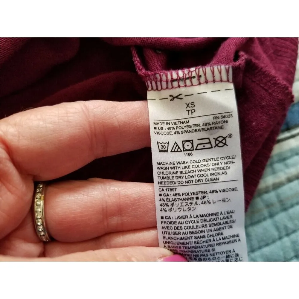 Banana Republic Cowl Neck Long Sleeve Front Drape Mulberry Sweater Top Size XS - Image 11