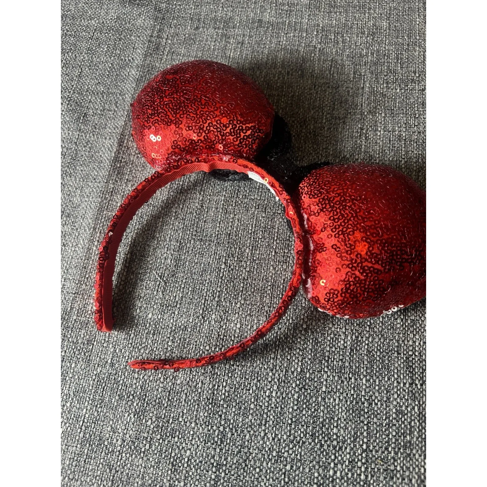 Disney Parks Minnie Mouse Polka Dot‎ Sequin Ears Headband Red Black Bow - Image 5