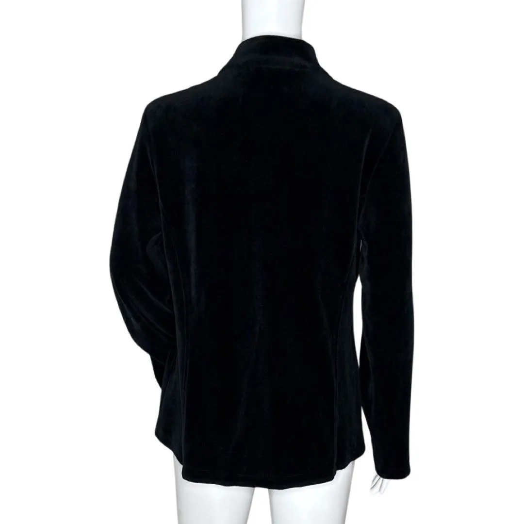 Chicos Jacket Womens Medium Black Rhinestones Velour Zip Up Zenergy Neutral‎ - Image 5
