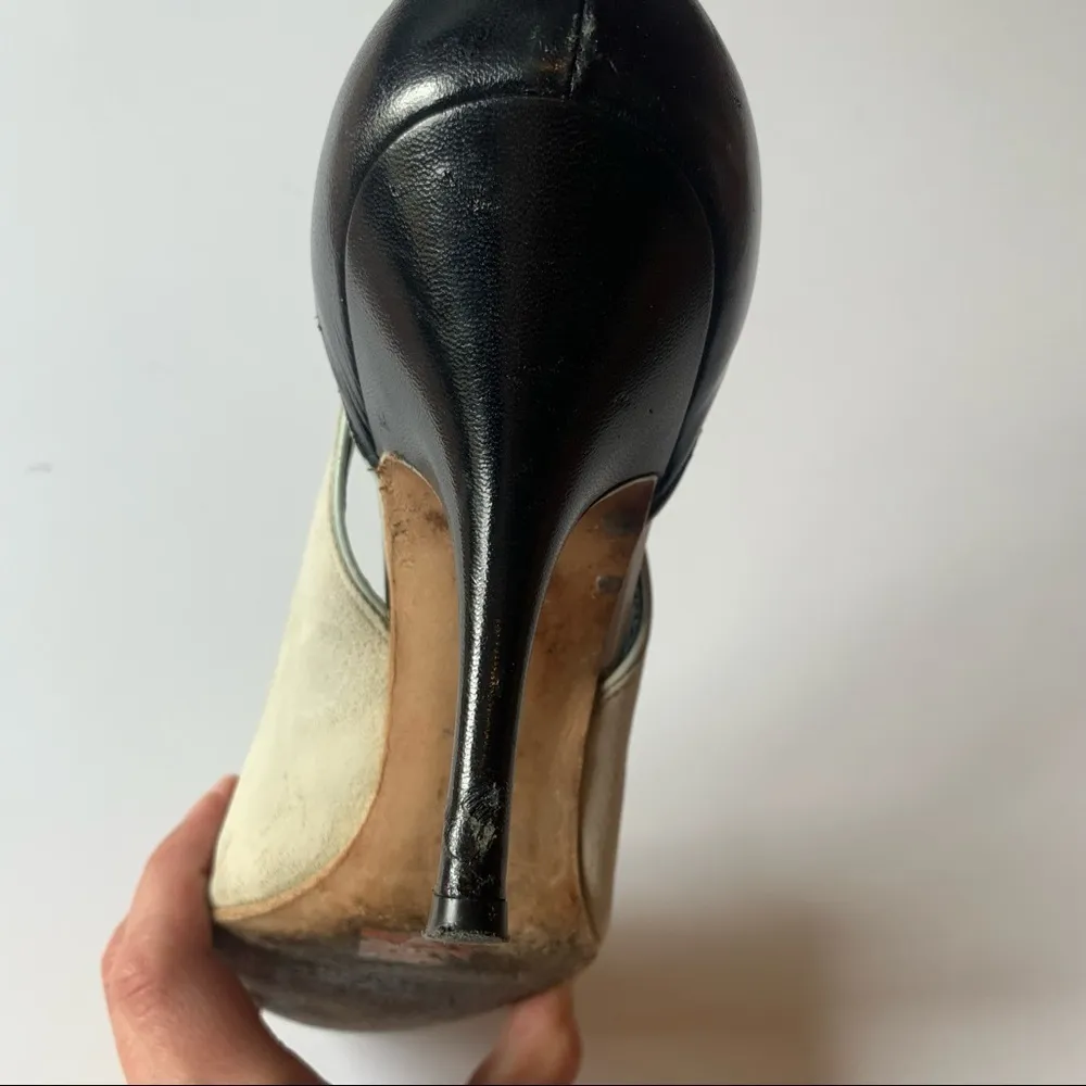 Narciso Rodriguez White And Black Suede Heels Size 40 - Image 13