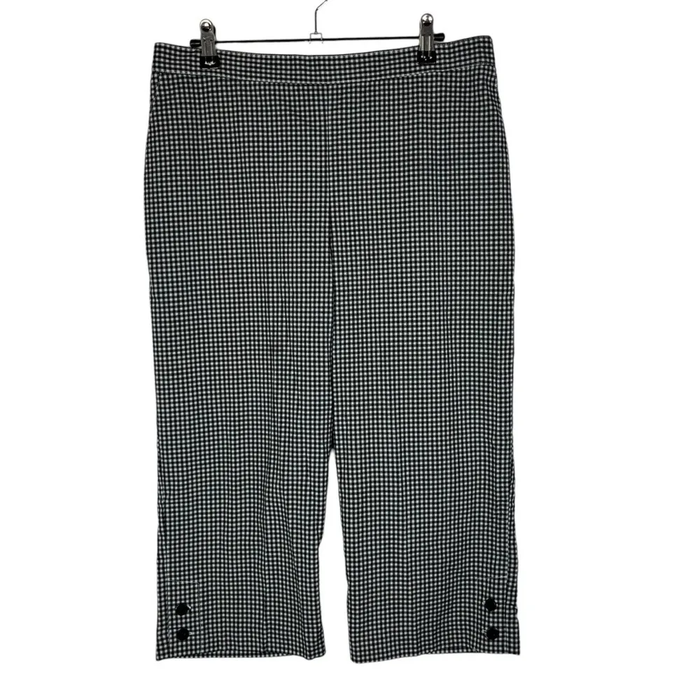 Alfred Dunner Black & White Gingham Plaid Capri Crop Pants 12 - Image 2