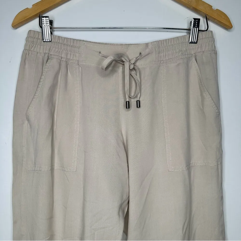 Go by GoSilk Tan ICONIC Go Parachute Capri Jogger 100% Silk Pants Size Small - Image 3