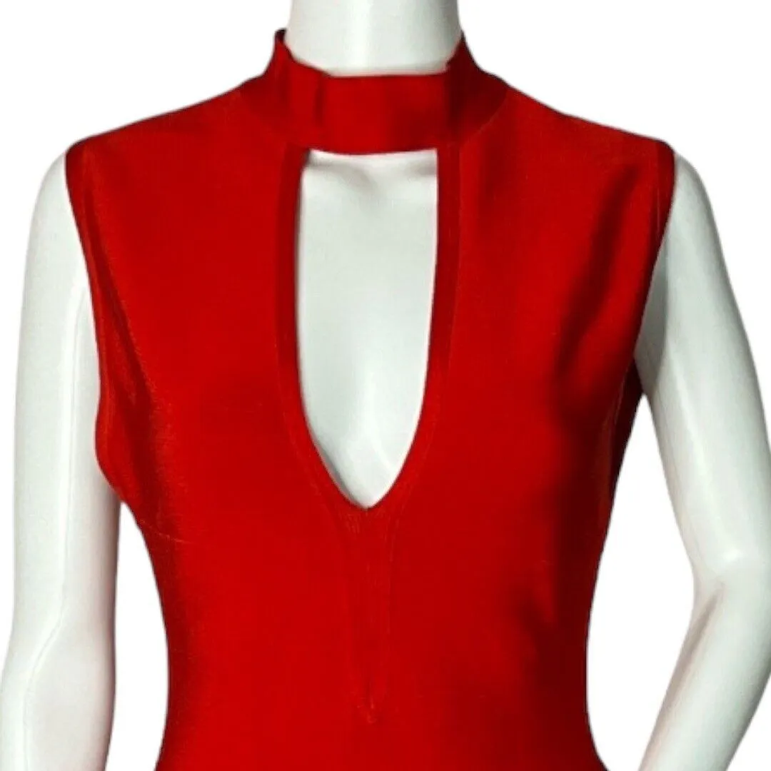 Miss Circle Dress Womens Large Red‎ Bodycon Bandage Asymmetrical Cocktails Glam Red - Image 5