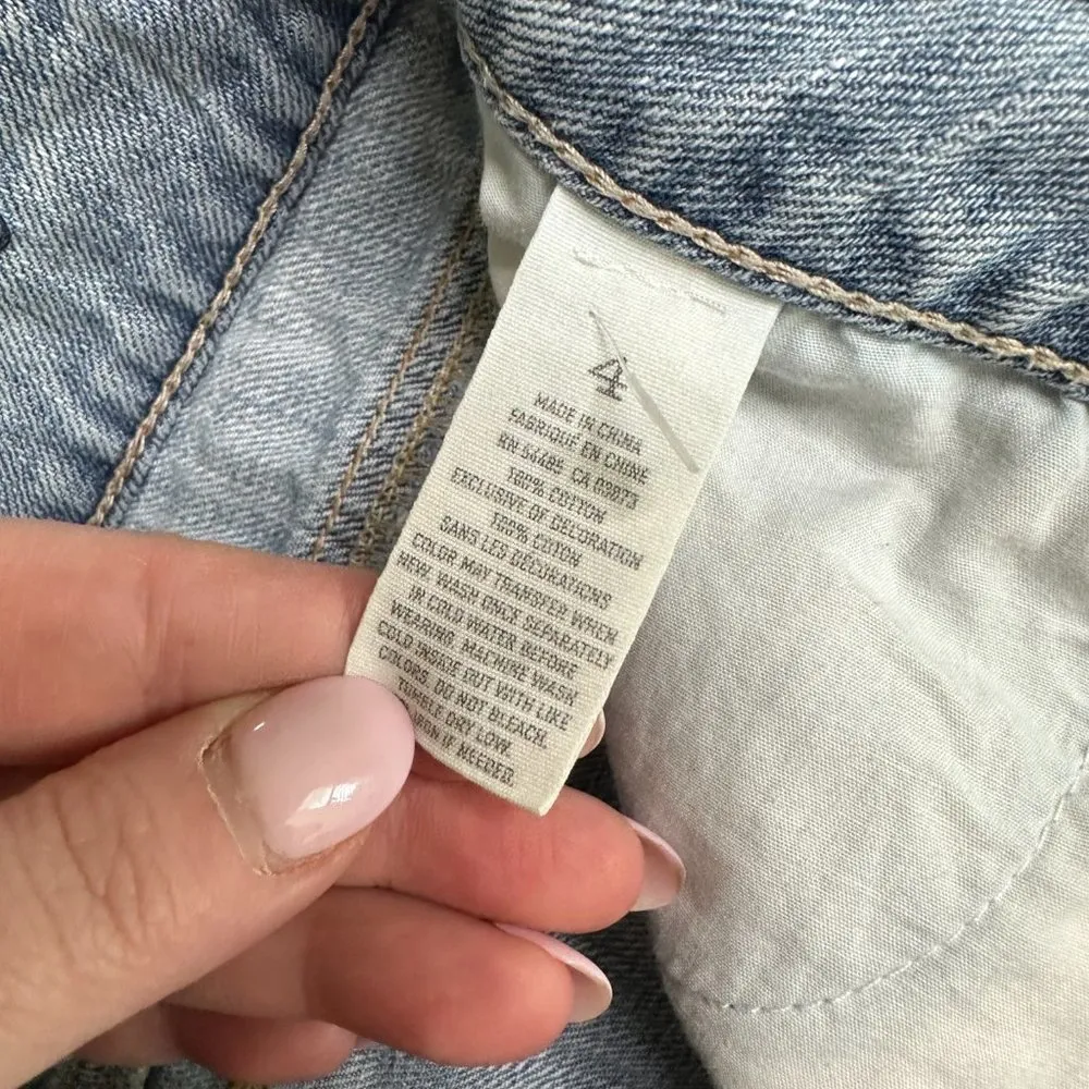 American Eagle Light Blue Patchwork Denim Shorts Women's 4 - Image 4