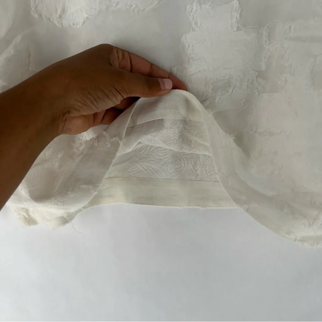 Wilfred Blayze T-shirt Sheer White Floral Boxy‎ Dolman Sleeves Cropped Blouse XS - Image 12