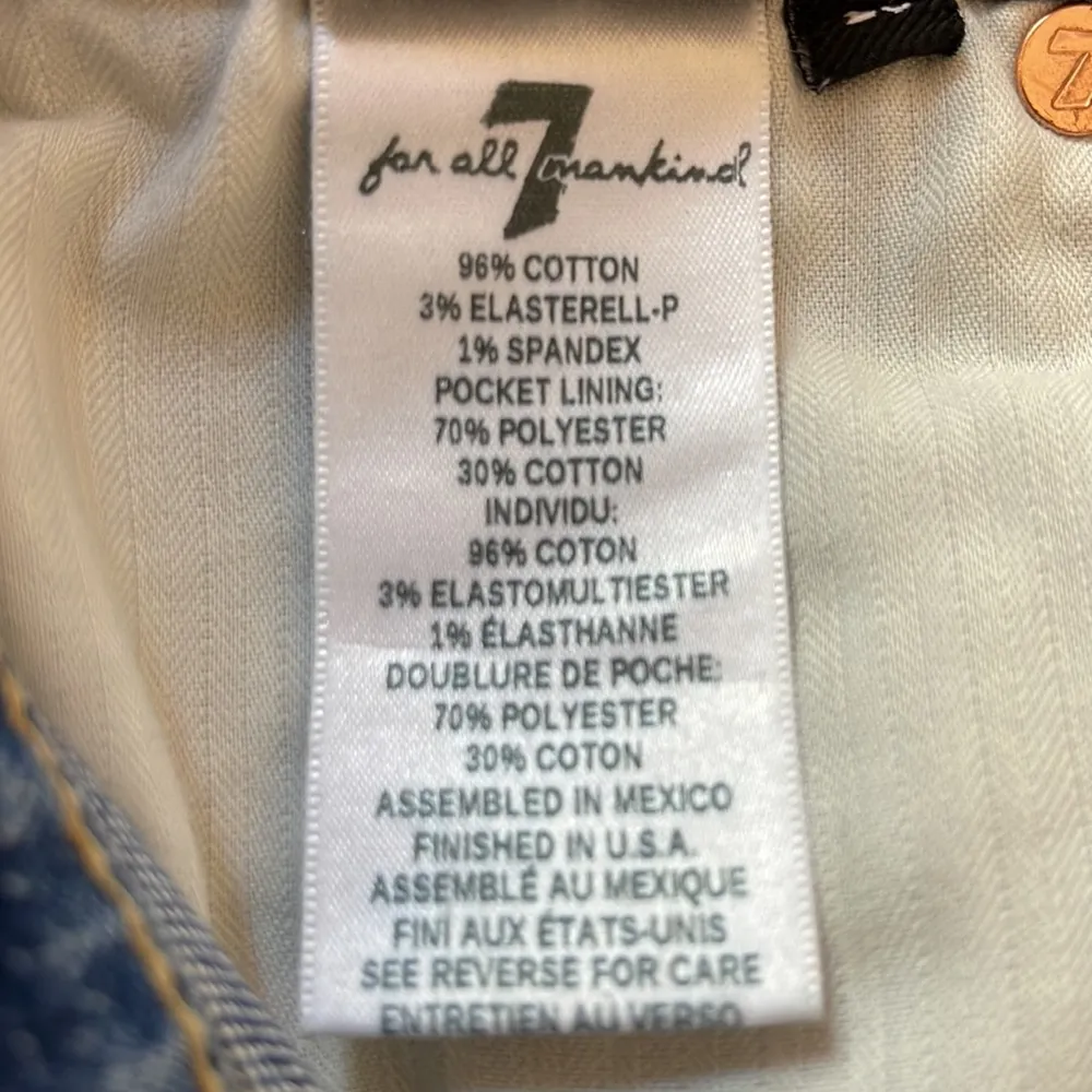 7 For All Mankind Luxe Vintage Fray Jean Mini Skirt Size 26 - Image 8