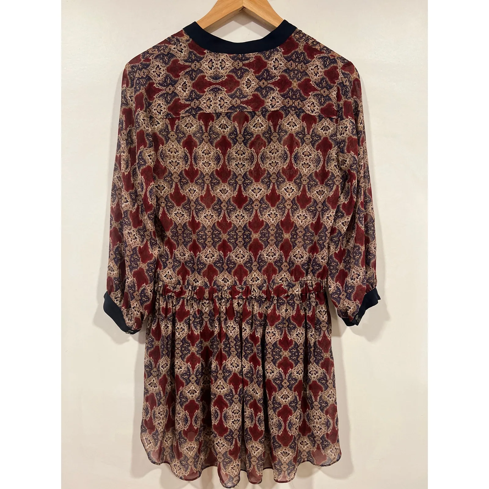 Club Monaco Sheer Paisley Tunic Blouse M Career Business Casual - Image 3