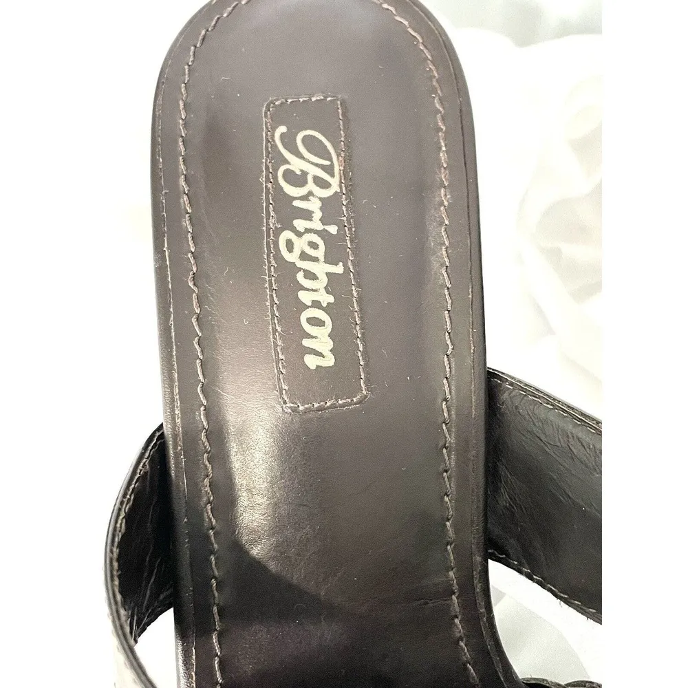 Brighton Palace Women's Size 7 M Brown Patent Leather 3 Strap Open Toe Heel Shoe - Image 6