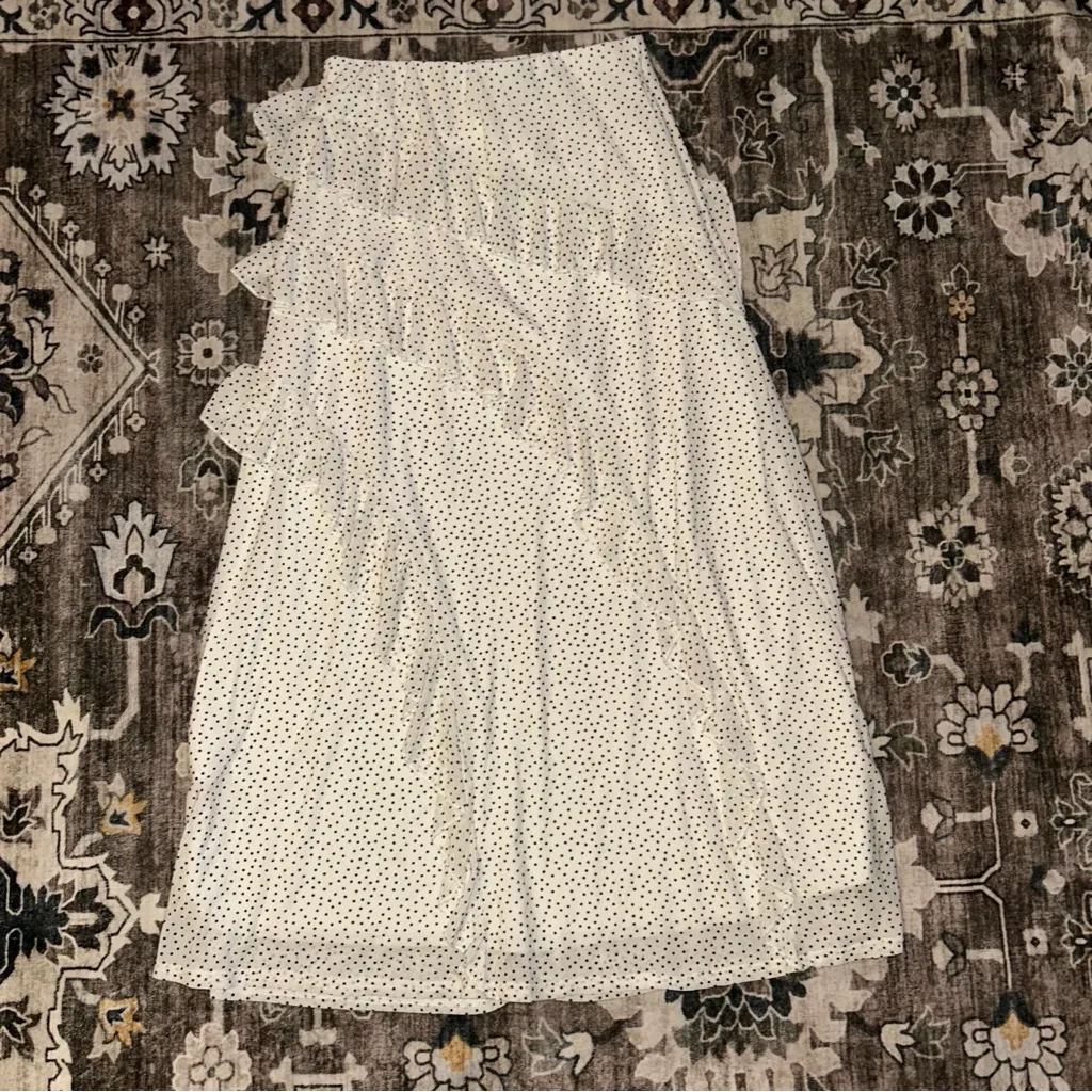 Chic Asymmetrical White Polka Dot ruffle maxi Skirt - Image 2