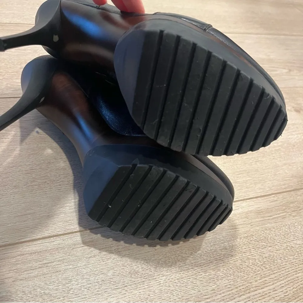 Stuart Weitzman Holdon Dark Brown Strap Leather Moto Platform Boots Size 8.5 - Image 8