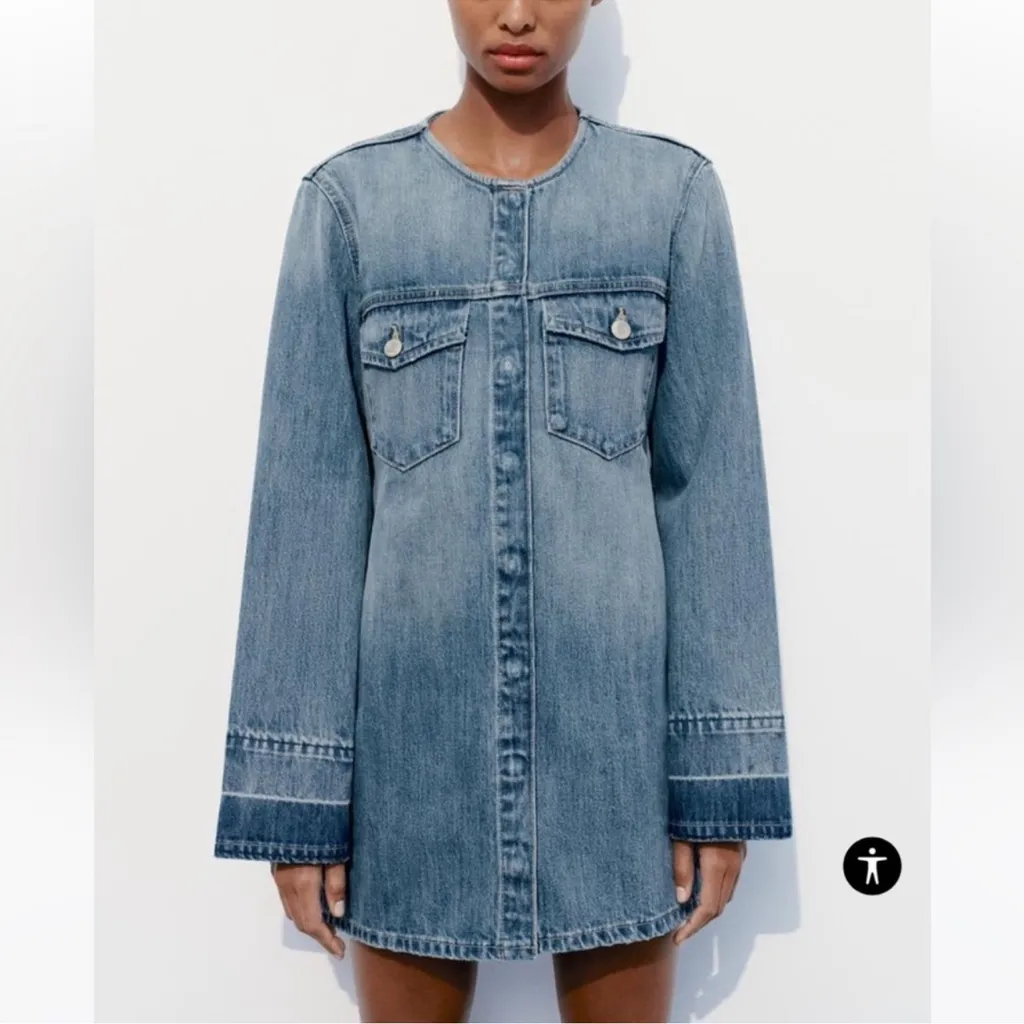 Zara Blue Denim Mini Dress - Image 10