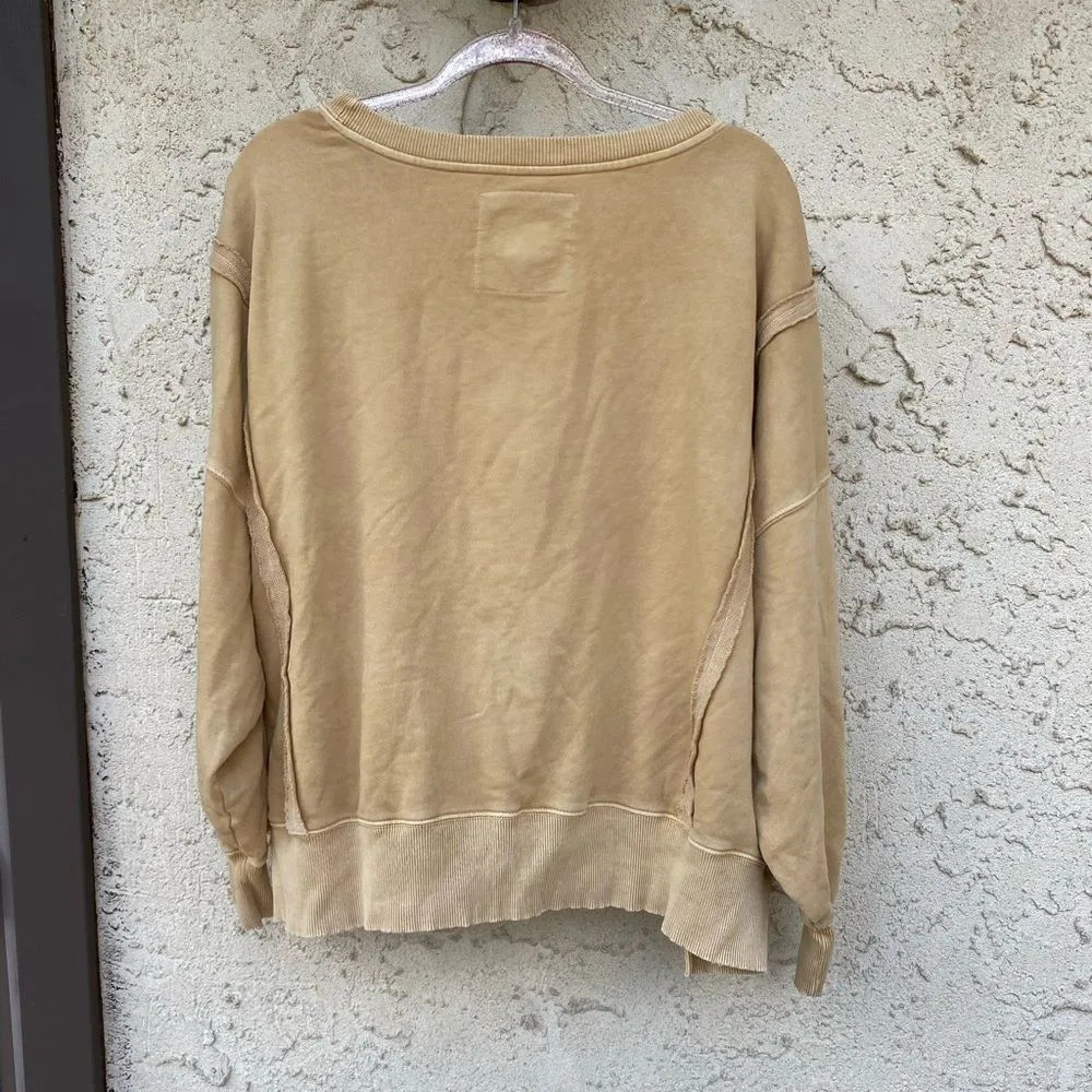 American Eagle Size Small Boho Light brown cream oversized long sleeve - Image 8