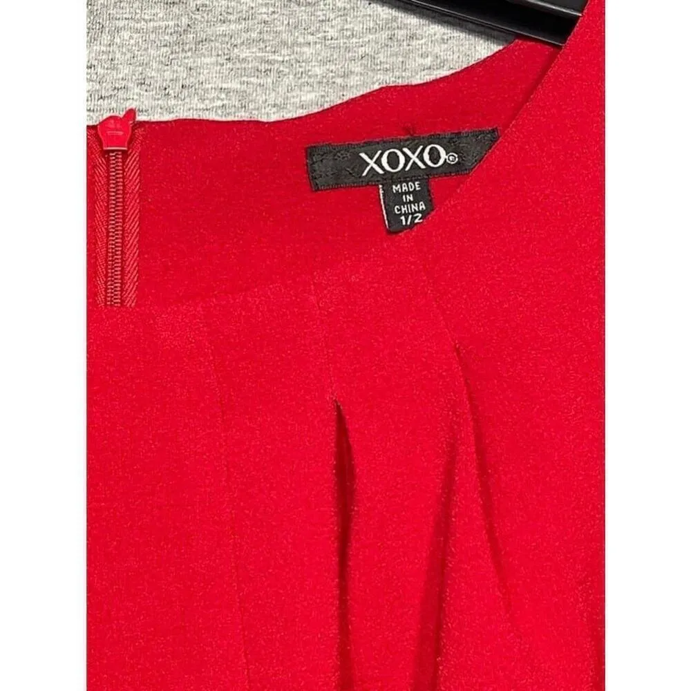 Women's XOXO Red Sleeveless Belted Dress Size 1/2 - Image 3