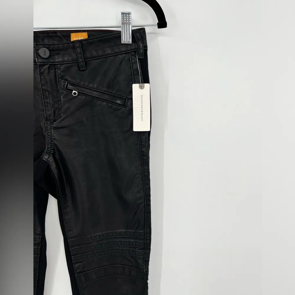 NWT Pilcro and the Letterpress Anthropologie The Stet Faux Leather Moto Pant 25 - Image 13