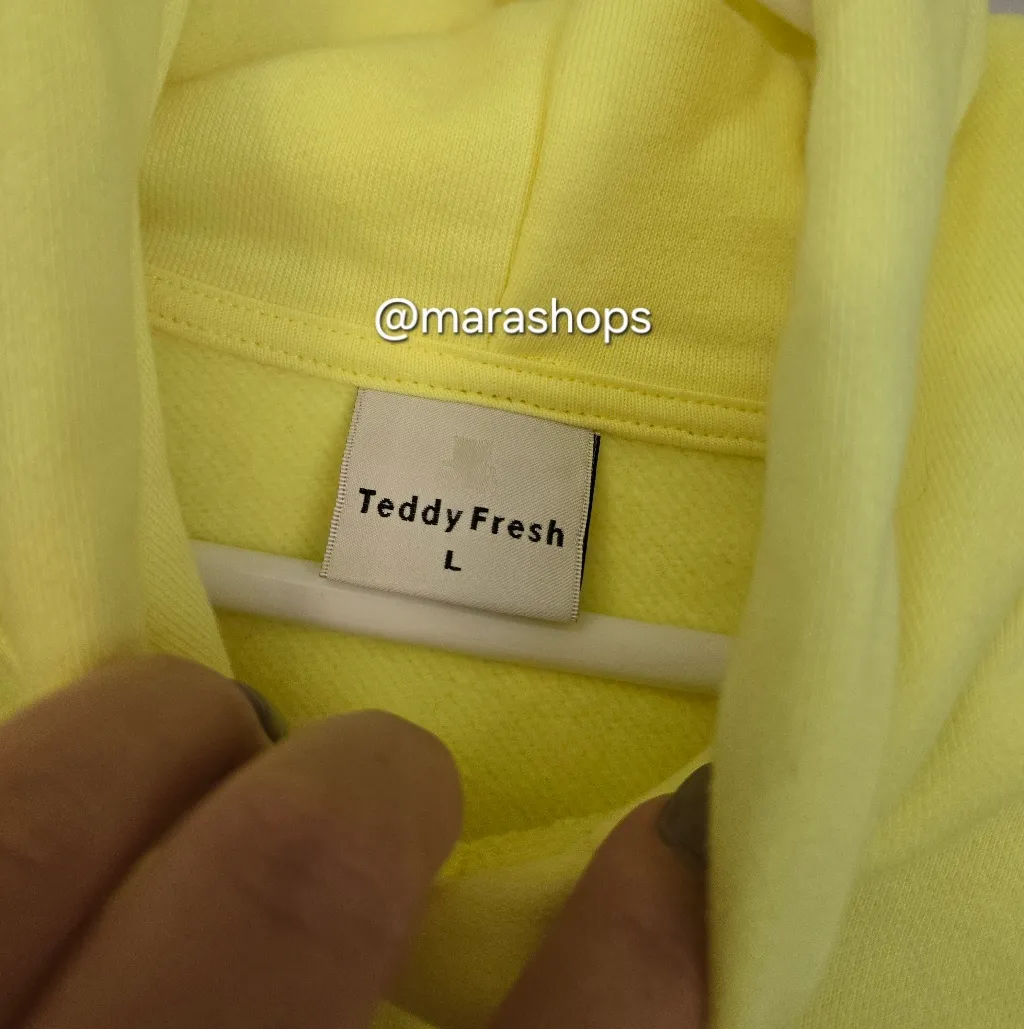 Teddy Fresh Highlighter Yellow Cropped Hoodie - Image 5