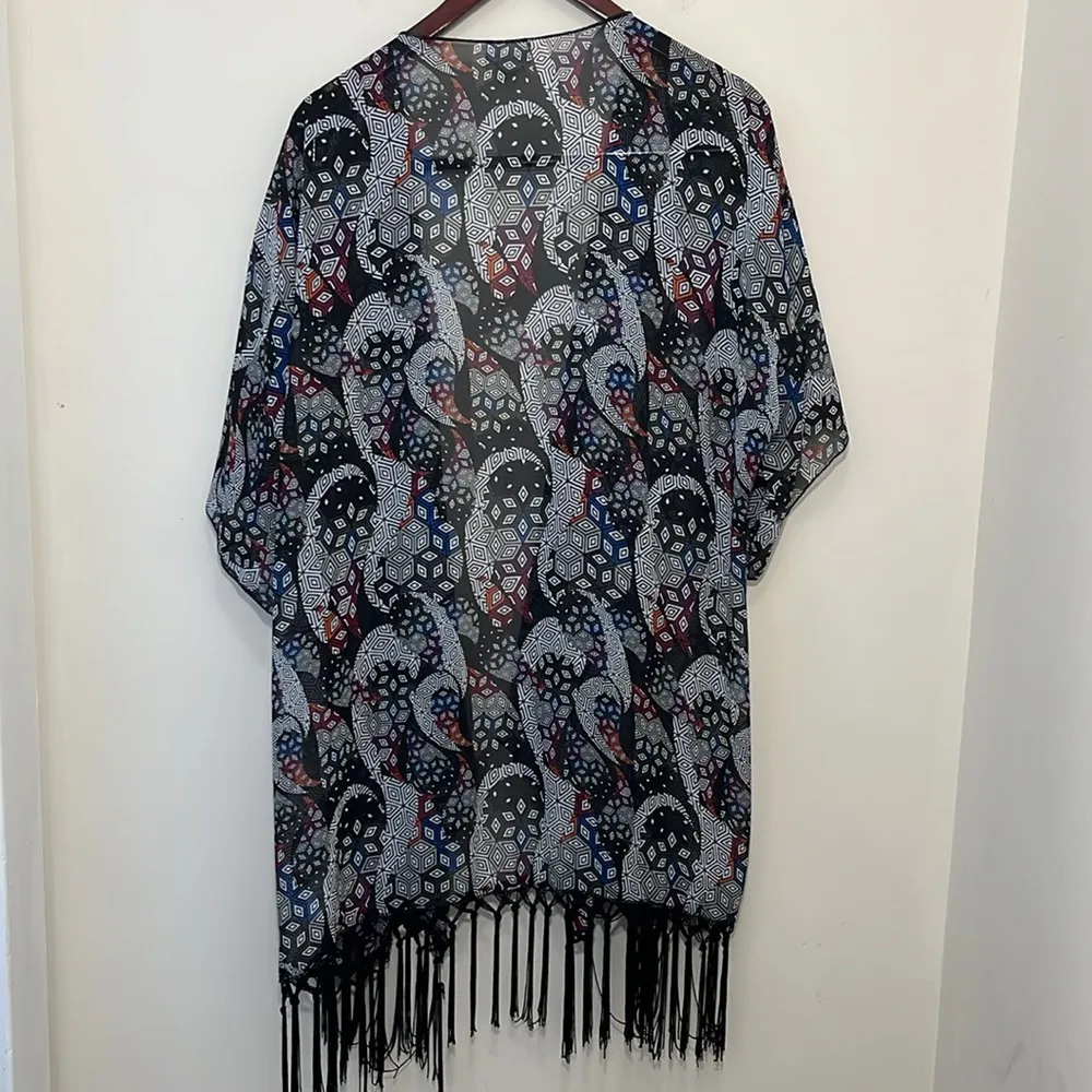 LuLaRoe Women’s Sheer Fringed Swim Cover Up Size Large - Image 4
