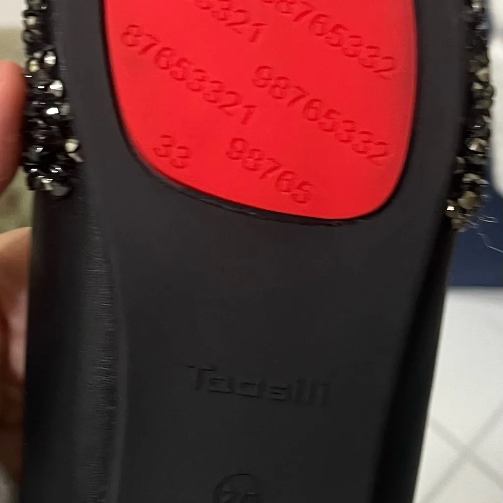 Black Flats Shoes Women Rhinestone Square Fashion Ballet Size UK 45, US 11 - Image 3